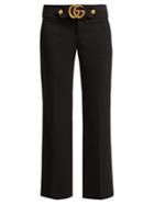 Matchesfashion.com Gucci - Gg Logo Kick Flare Trousers - Womens - Black