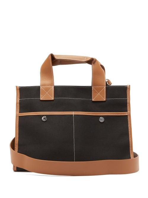 Matchesfashion.com Rue De Verneuil - Reporter Leather-trimmed Canvas Tote Bag - Womens - Black Multi