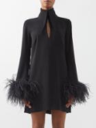 16arlington - Michelle Feather-trim Crepe Mini Shift Dress - Womens - Black