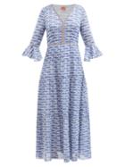 Le Sirenuse, Positano - Bella Leopard-print Cotton Maxi Dress - Womens - Blue Multi