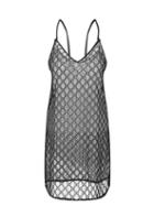 Ladies Lingerie Gucci - Gg-jacquard Mesh Slip Dress - Womens - Black