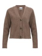 Matchesfashion.com Ganni - V-neck Ribbed-knit Cardigan - Womens - Brown