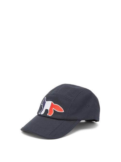 Matchesfashion.com Maison Kitsun - Tricolour Fox-patch Cotton-twill Cap - Mens - Navy
