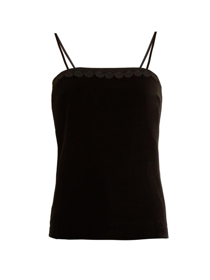 Racil Fife Macram-lace Trimmed Velvet Top
