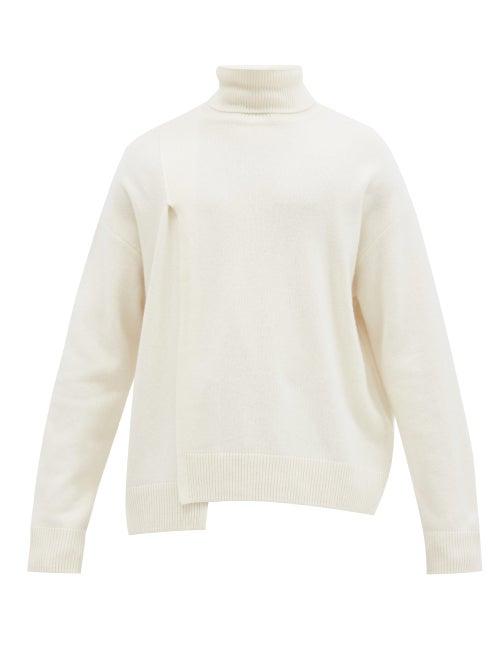 Matchesfashion.com Wooyoungmi - Irregular-hem Wool-blend Roll-neck Sweater - Mens - Cream