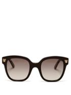 Matchesfashion.com Cartier Eyewear - Panthre Square Acetate Sunglasses - Womens - Black Grey