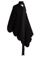 Matchesfashion.com Valentino - Scallop Edged Asymmetric Cape Blouse - Womens - Black