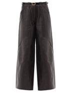 Ladies Rtw Petar Petrov - Gill B Leather Wide-leg Trousers - Womens - Black