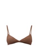 Matchesfashion.com Matteau - The Tri Crop Triangle Bikini Top - Womens - Brown