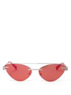 Matchesfashion.com Le Specs - X Adam Selman The Coupe Cat Eye Metal Sunglasses - Womens - Orange