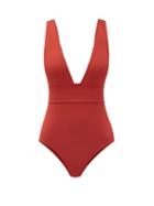 Matchesfashion.com Eres - Pigment V-neck Swimsuit - Womens - Red