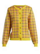 Matchesfashion.com Shrimps - Bernard Checked Wool Cardigan - Womens - Yellow Multi