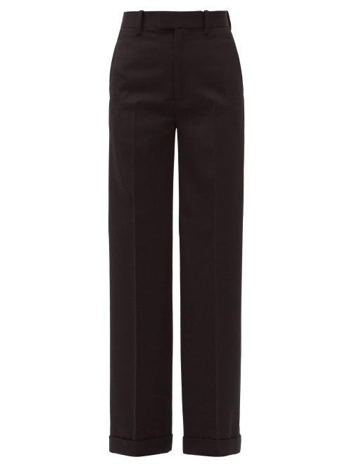 Matchesfashion.com Bottega Veneta - High-rise Wide-leg Wool-gabardine Trousers - Womens - Black