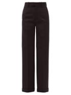 Matchesfashion.com Bottega Veneta - High-rise Wide-leg Wool-gabardine Trousers - Womens - Black