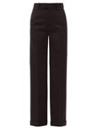 Matchesfashion.com Bottega Veneta - High-rise Wide-leg Wool-gabardine Trousers - Womens - Black