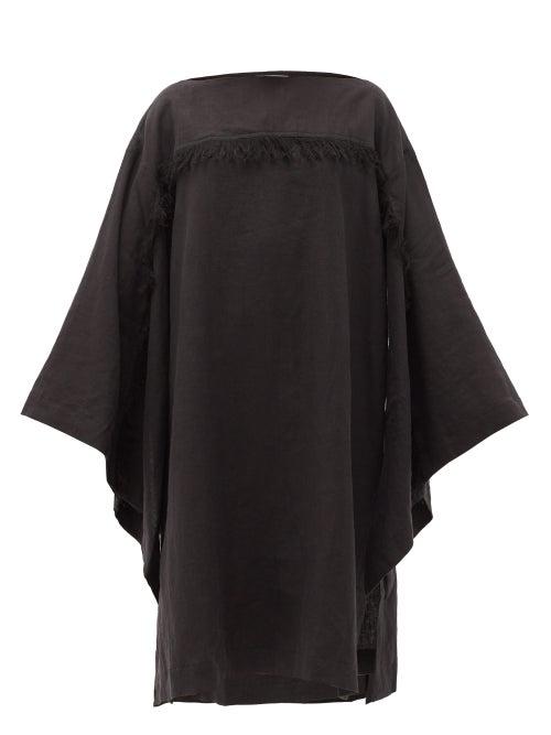 Matchesfashion.com Fil De Vie - Skoura Fringed Linen Kaftan - Womens - Black