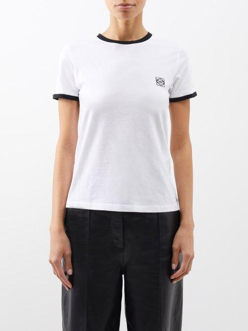 Loewe - Anagram-embroidered Cotton-blend T-shirt - Womens - White