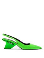 Matchesfashion.com Prada - Point Toe Patent Leather Logo Pumps - Womens - Green
