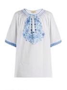 Matchesfashion.com Muzungu Sisters - Eva Embroidered Cotton Top - Womens - Blue White