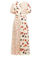 Matchesfashion.com Self-portrait - Floral Print Jacquard Satin Midi Dress - Womens - Cream Multi