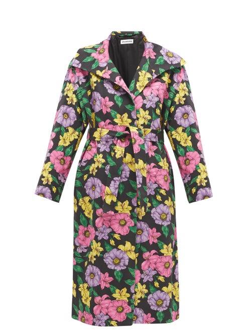 Matchesfashion.com Balenciaga - Belted Floral-print Cotton-twill Trench Coat - Womens - Multi