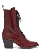 Chloé Snakeskin-effect Lace-up Leather Boots