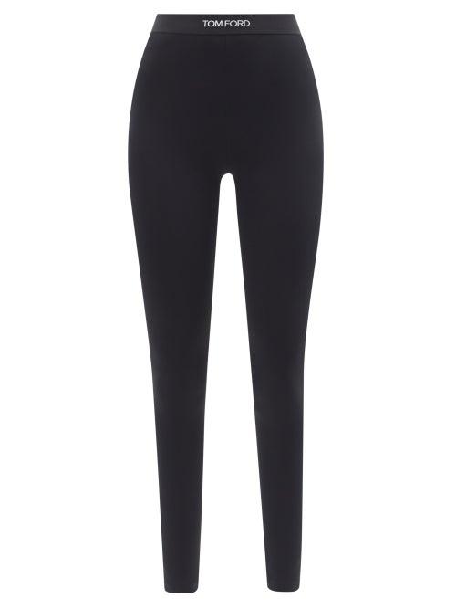 Tom Ford - High-rise Logo-jacquard Jersey Leggings - Womens - Black