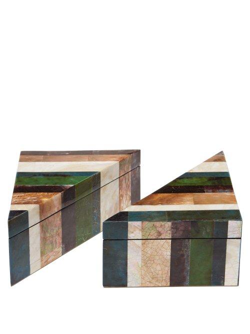 Matchesfashion.com Blue Carreon - Set Of 2 Linea Shell Boxes - Multi