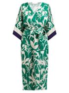 Matchesfashion.com Borgo De Nor - Raquel Jungle Print Slit Hem Dress - Womens - Green White