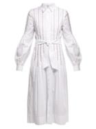 Matchesfashion.com Gabriela Hearst - Chelsea Tie Waist Cotton Dress - Womens - White