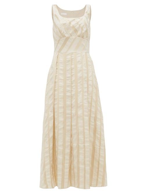 Matchesfashion.com Carl Kapp - Lyria Striped Jacquard Midi Dress - Womens - Cream Multi