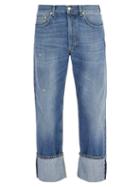 Matchesfashion.com Alexander Mcqueen - Floral Embroidered Straight Leg Jeans - Mens - Light Blue