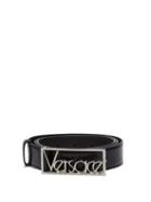 Matchesfashion.com Versace - Logo Leather Belt - Mens - Black Silver