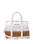 Matchesfashion.com Miu Miu - Wicker And Leather Shoulder Bag - Womens - White