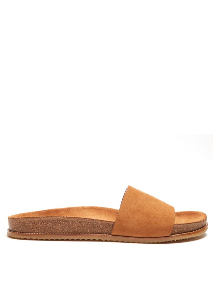 Saint Laurent Jimmy Logo-emrboidered Suede Slides