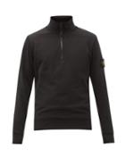Mens Rtw Stone Island - Logo-patch Garment-dyed Cotton-jersey Sweatshirt - Mens - Black