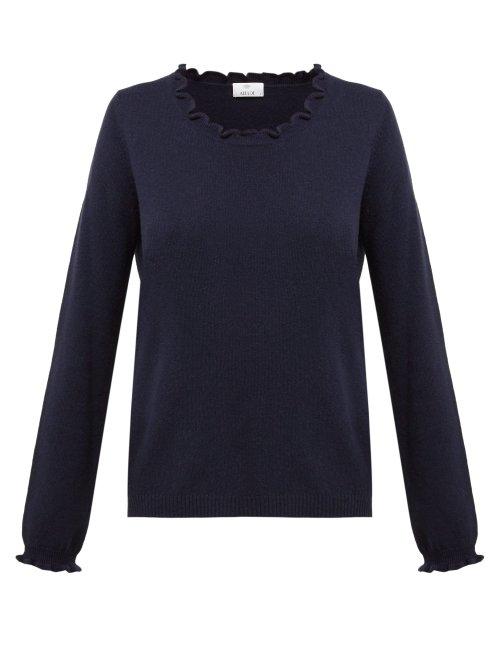 Matchesfashion.com Allude - Ruffled Wool And Cashmere Blend Sweater - Womens - Navy