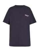 Matchesfashion.com Balenciaga - Logo Print Cotton T Shirt - Mens - Navy
