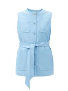 Matchesfashion.com Gucci - Sleeveless Belted Silk-blend Jacket - Womens - Blue