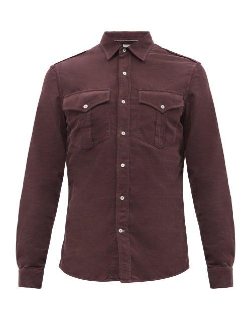 Brunello Cucinelli - Cotton-corduroy Shirt - Mens - Dark Red