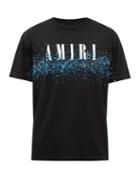 Amiri - Logo-print Paint-effect Cotton-jersey T-shirt - Mens - Black Multi
