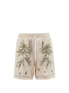 Matchesfashion.com Amiri - Botanical Leaf-print Silk-twill Shorts - Mens - Cream Multi