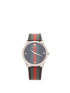 Matchesfashion.com Gucci - G Timeless Web Leather Watch - Mens - Black Green