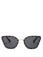 Matchesfashion.com Valentino - Crystal Embellished Cat Eye Sunglasses - Womens - Black