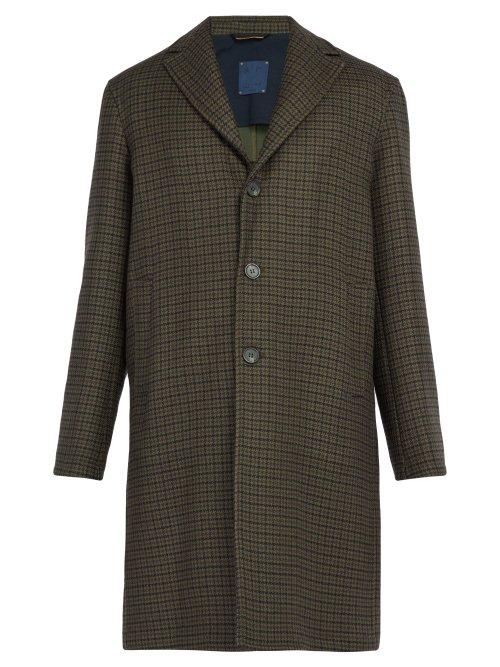 Matchesfashion.com Altea - Houndstooth Wool Blend Overcoat - Mens - Brown Multi