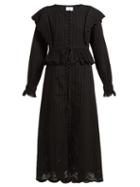 Matchesfashion.com Sir - Leila Broderie Anglaise Cotton Midi Dress - Womens - Black
