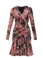 Matchesfashion.com Giambattista Valli - Floral Print Ruched Silk Dress - Womens - Black Multi