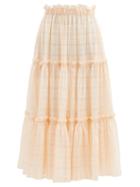 Matchesfashion.com Lisa Marie Fernandez - Ruffle-trimmed Tiered Cotton-blend Voile Skirt - Womens - Orange Stripe
