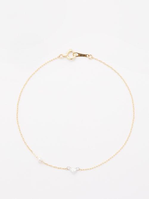 Mizuki - Heart Diamond, Pearl & 14kt Gold Bracelet - Womens - Gold Multi