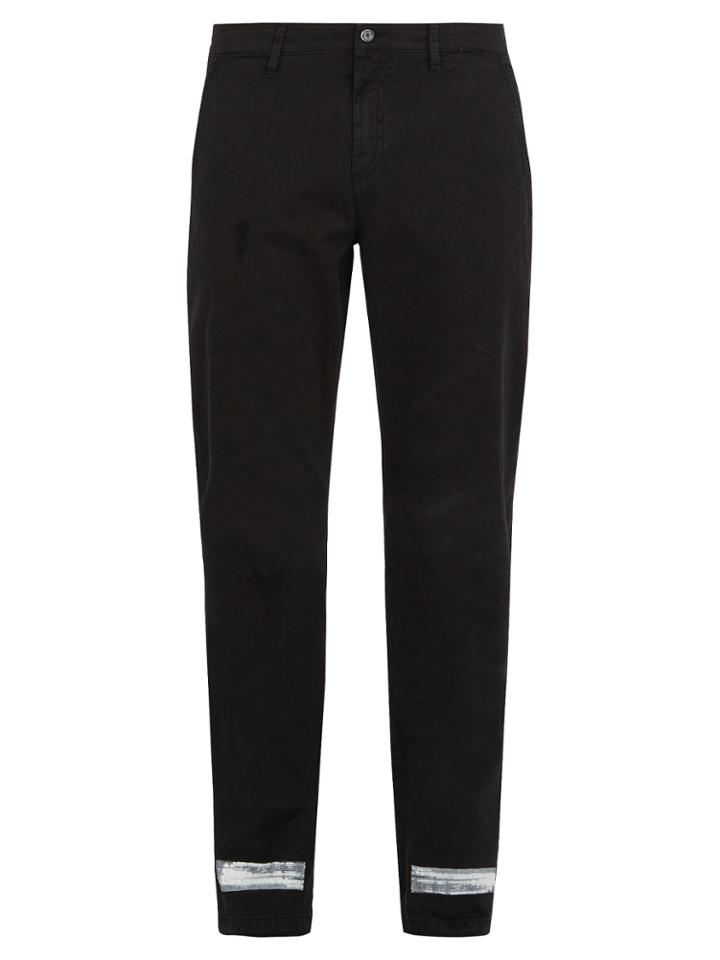 Off-white Diagonal-print Slim-leg Jeans